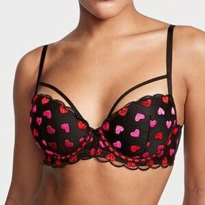 Victoria’s Secret Lightly-lined Demi Bra with Embroidered Heart Details